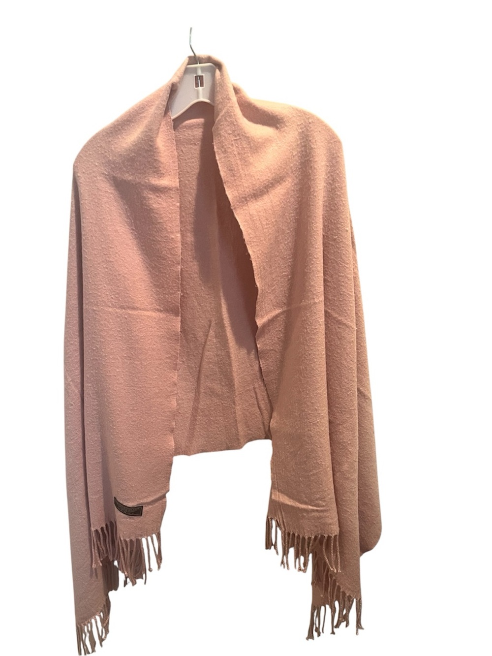 Blush Pink Virgin Wool Blend Scarf Shawl 68” Fringe
